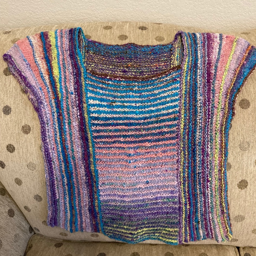 Hand knit multi-colored striped top